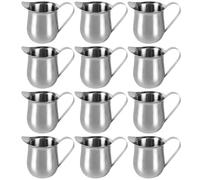 Lot de 12 pots à crème en acier inoxydable, 3 oz, mini verseurs à café avec bec verseur, pour crème, lait ou sirop, pour café, restaurant et maison, service des boissons, 2,44 x 2,4 po