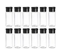 Lot de 12 Pots à épices en Plastique avec Couvercle, 100 ML, pour Condiments, assaisonnement, Poivre, sel