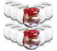Lot de 12 Pots à Yaourt et Dessert - Verre - 200 ml - Transparent