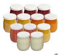 Lot de 12 Pots de Yaourt en Verre avec Couvercles Étanches - Pour Yaourtières,Multicuiseurs et Robots Cuiseurs (Thermomix,SEB