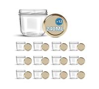 Lot de 12 pots en verre avec couvercles (240 ml) pour Bébé et des confitures -Fabrication française