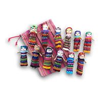 Lot de 12 poupées Guatémaltèques faites à la main avec un sac de rangement coloré | Poupées de soucis pour filles