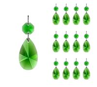 Lot de 12 prismes en cristal de 38 mm avec perles octogonales en verre pour lustres, fête de mariage, décoration de Noël GOLDENHAITAI (vert moyen)