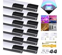 Lot de 12 profilés de bande LED en aluminium de 1 m, profil LED noir en forme de V avec couvercle blanc laiteux, embouts, clips de montage, connecteurs extrudés à 90 degrés pour bandes lumineuses LED