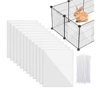 Lot de 12 protections d'urine pour animaux de compagnie - 26 x 21 cm - Plaques anti-urine transparentes avec trous - Pour hérisson, lapin, cochon d'Inde, hamster, chinchilla (avec 100 attaches de