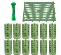 Lot de 12 protections en plastique pour tronc d'arbre avec trous de ventilation, empilables et extensibles, protection contre les dommages causés par les animaux verts, 25 x 37 cm