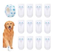 Lot de 12 protections pour pattes de chien non tissées pour pattes de chien avec bandage adhésif pour marcher en intérieur et en extérieur