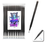 Lot De 12 Recharges Noires Friction Compatible Xxl Pour Stylo Gel Effaçable Couleur Noire Pointe 0,7. Bâton D'écriture À L'école, Sur Tissu Et Cuir Thermo-Effaçable