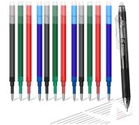 Lot De 12 Recharges Pour Stylos Éffaçables Compatibles Avec Les Stylos Pilot Frixion Ball & Clicker, Mines Rechargeables Pour Stylos Gel Effaçables (3 Noir, 3 Bleu, 3 Rouge, 3 Vert, 0.7 Mm)