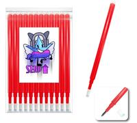 Lot De 12 Recharges Rosse Friction Compatible Xxl Pour Stylo Gel Effaçable Couleur Rouge Pointe 0,7. Bâton D'écriture À L'école, Sur Tissu Et Cuir Thermo - Effaçable