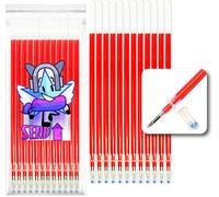 Lot De 12 Recharges Xxl Pour Stylo Gel Effaçable Également Compatible Avec Les Liens Couleur Rouge Pointe 0,5. Bullet Bâton Pour Écriture,Sur Tissu Et Cuir Thermo-Effaçable