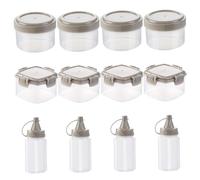 Lot de 12 récipients d'assaisonnement portables en plastique avec boîte ronde et carrée, pots à épices, accessoires de cuisine faciles à nettoyer pour la maison, la salle manger, boîte épices