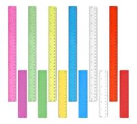 Lot de 12 règles de 30 cm et 15 cm, 6 couleurs, en plastique, pour école primaire, transparent, pour fournitures scolaires, bureau, maison, pouces et métriques, 6 couleurs de 30 cm et 6 couleurs de 15