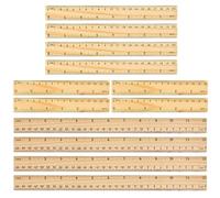 Lot de 12 règles en bois plates pour dessin - 15 cm, 20 cm, 30 cm - Pour l'école, le bureau, les travaux manuels, la salle de classe, la maison