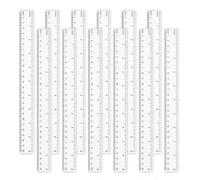 Lot de 12 Règles Transparentes 20 cm / 8 Pouces, Règle en Plastique avec Double Graduation Centimètres et Pouces, Règle pour École, Bureau, Dessin et Mesure