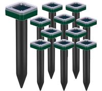 Lot de 12 répulsifs à ultrasons à énergie solaire pour pelouse, serpent, piège à gopher, campagnols, piquet de dissuasion pour extérieur étanche sonique Chipmunk rongeurs animaux terriers