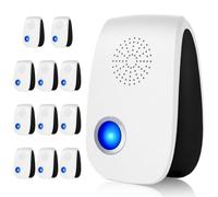 Lot de 12 répulsifs à ultrasons améliorés, répulsifs d'intérieur pour cafards, fourmis, rongeurs, souris, insectes, moustiques, araignées pour maison, garage, entrepôt