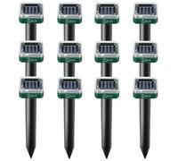 Lot de 12 répulsifs solaires anti-taupes, serpents, campagnols, campagnols et étanches, piquets pour jardin et cour (QQ1)