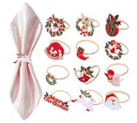 Lot de 12 Rond de Serviette de Table Noel Décoration Table Noel Anneau Serviette de Table en Métal Porte Serviette Table Décoratif pour Serviettes en Tissus pour Noël Réunion de Famille Dîner