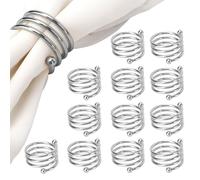 Lot de 12 ronds de serviette argentés, décoration de table élégante pour mariages, fêtes de Noël et occasions festives, idéal pour les hôtes, les planificateurs d'événements et les ménages