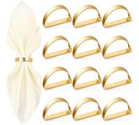 Lot de 12 ronds de serviette dorés en forme de demi-cercle en métal, décoration de table pour mariage, fête, banquet