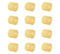 Lot de 12 ronds de serviette en métal pour décoration de table d'hôtel et de restaurant, motif grille creuse, or et argent, construction en fer (doré 12 pièces)