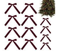 Lot de 12 Rouge De Noël Velours Nœuds, Ruban Velours Rouge Foncé,Ruban De Velours De Noël Vintage,Ornements d'arc pour Décoration De Vacan,Décoration De Sapin De Noël