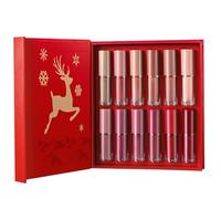 Lot de 12 rouges à lèvres liquides mats - Cadeau de Noël pour fille - Chaussettes de Noël - Gloss à lèvres - Cadeau de Noël pour femme - Longue durée de vie