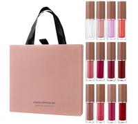 Lot de 12 rouges à lèvres liquides mats et résistants à l'eau pour femme - 12 couleurs - Brillant à lèvres - Coffret cadeau pour femme