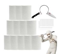 Lot de 12 rouleaux de bandage d'Halloween en gaze avec faux couteau, maquillage zombie, accessoires de fête, décoration de photographie (7,6 cm de large, pour femme et jeune)
