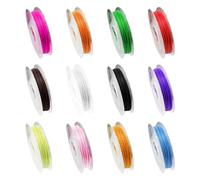 Lot de 12 rouleaux de cordon élastique souple et résistant à l'usure - Convient pour le bricolage, les bracelets, les bijoux (0,6 mm x 10 m, 12 couleurs)