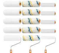 Lot de 12 rouleaux de peinture, rouleau de peinture, rouleau de peinture en mousse, couvercles de rouleau en mousse, rouleau de peinture en microfibre, mousse 40 densité, fil de coton jaune et bleu