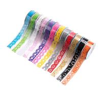 Lot de 12 rouleaux de ruban auto-adhésif transparent à motif dentelle en papier washi - Pour loisirs créatifs et décorations faites maison - Couleur au choix mais motif aléatoire - 100 x 1,8 cm