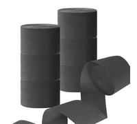 Lot de 12 Rouleaux Serpentin en Papier Crépon Noir pour Décoration de Fête(25M x 4.5cm)