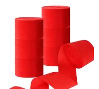Lot de 12 Rouleaux Serpentin en Papier Crépon Rouge pour Décoration de Fête(25M x 4.5cm)