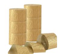 Lot de 12 Rouleaux Serpentin en Papier Or Crépon Doré pour Décoration de Fête(25M x 4.5cm)