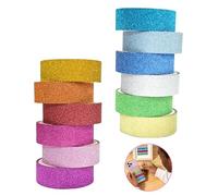 Lot de 12 Rouleaux Washi Tape Pailleté, Ruban Adhésif Décoratif Coloré pour Scrapbooking et Bricolage, Masking Tape pour Journal, Emballage Cadeau, Projets Artistiques, Fournitures de Loisirs Créatifs