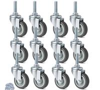 Lot de 12 Roulettes pour Meubles M12 x 1,75 x 30mm, Roulettes Pivotantes avec Tige Filetée, Roulette Charge Lourde Capacité Maximale 50 kg par Roue, Roulette pour Chariot Roue Pivotante à 360°, 50mm
