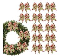Lot de 12 Rubans de Noël pour couronnes, 15 cm, pailletés, Accessoires de fête | 12 couronnes de Noël Rouges et Vertes - pour intérieur Porte, cheminée, escaliers, Table, fenêtre, Ruban Cadeau