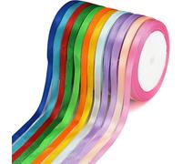 Lot de 12 rubans décoratifs en satin de polyester double face pour mariage, emballage cadeau, loisirs créatifs (multicolore)