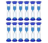 Lot de 12 sabliers bleus de 2 minutes, minuteur à rebours pour enfants, brossage des dents, jeux, salle de classe, maison et cuisine