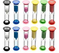 Lot de 12 sabliers colorés pour se brosser les dents des enfants - Sablier 1 minute - Sablier 2 minutes - Sablier 3 minutes - Sablier 5 minutes - Sablier 10 minutes - Sablier pour enfants
