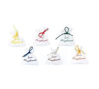 Lot de 12 sachets de joyeux anniversaire 8 x 11 cm en tissu coloré assorti pour fête des enfants, cadeau pour dragées, décoration de fête, gadgets d'anniversaire pour enfants, bricolage
