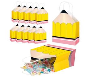 Lot de 12 sacs à bonbons de bienvenue pour enseignants - Petite décoration pour calculatrice, carnet de notes, salle de nniversaire, fille, étudiante