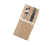 Lot de 12 sacs à couverts en toile de jute vintage - Décoration de table pour mariage, Noël, baptême, fête, restaurant, style J
