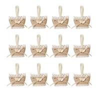 Lot de 12 sacs à dragées réutilisables en tissu naturel pour mariage, fête, emballage d'accessoires