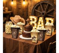 Lot de 12 sacs à friandises sur le thème occidental pour décorations de fête sur le thème de l'Ouest sauvage, boîte à dragées Rodéo, chapeau de cowgirl, boîtes à popcorn pour cowboy, anniversaire