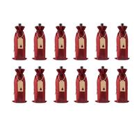 Lot de 12 sacs à vin en toile de jute réutilisables avec cordon de serrage pour bouteilles de vin, sacs à bouteilles de vin avec pendentifs et cordes pour Noël, mariage, voyage, anniversaire, fête de