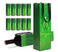 Lot de 12 sacs cadeaux réutilisables pour bouteille de vin rouge, motif sapin de Noël, Thanksgiving, Halloween et fêtes d'anniversaire