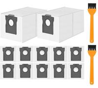 Lot de 12 sacs d'aspirateur pour aspirateur Dreame L20/X40/X50 Ultra Complete, L10s/L10/L40s/L10s Pro/L40/L50 Ultra, Mova E30/V50/E40/P50/P50s Ultra, ajouter deux pinceaux